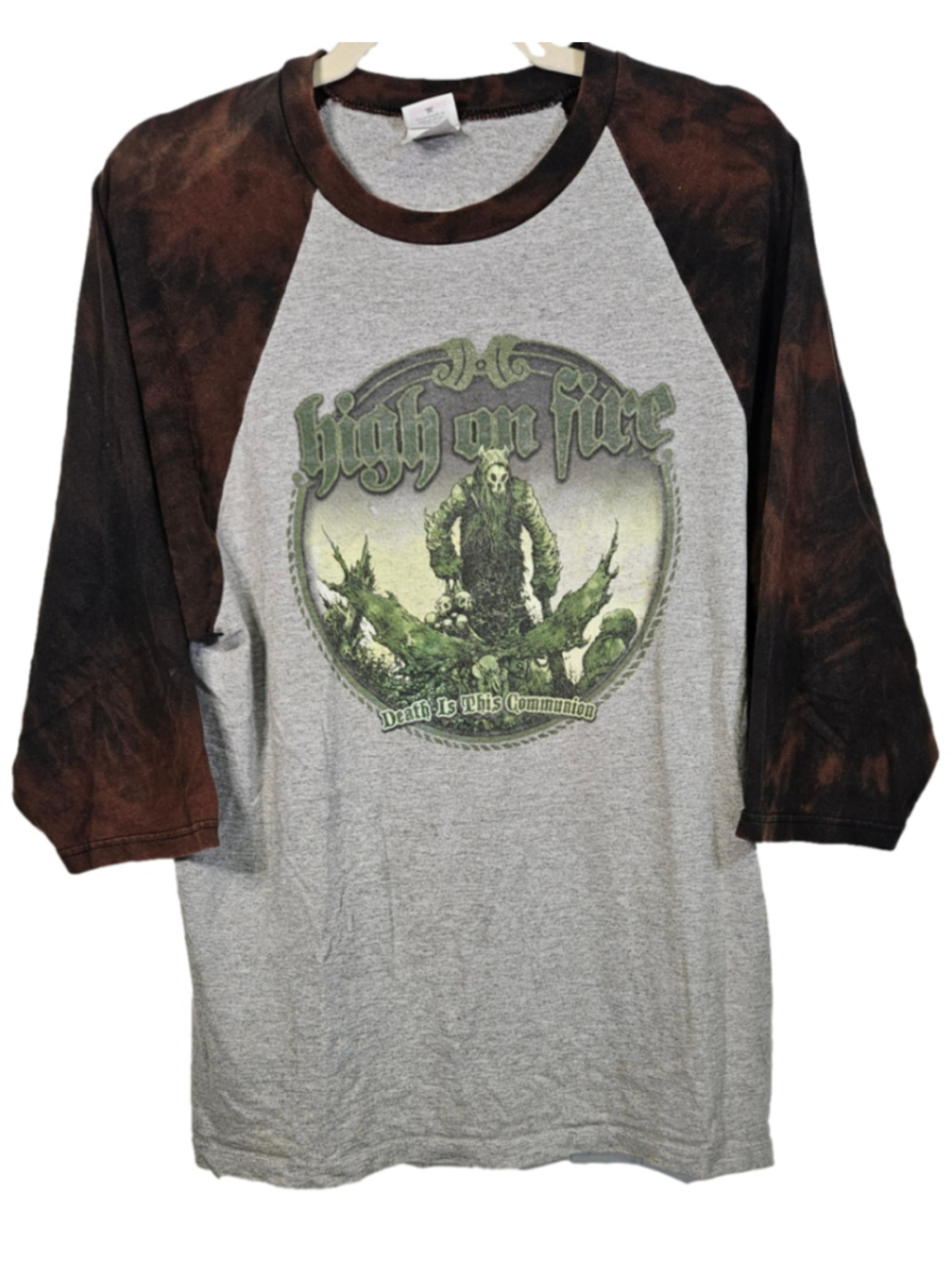 High On Fire Death Is This Communion Raglan Band Shirt Bleach Dye Medium